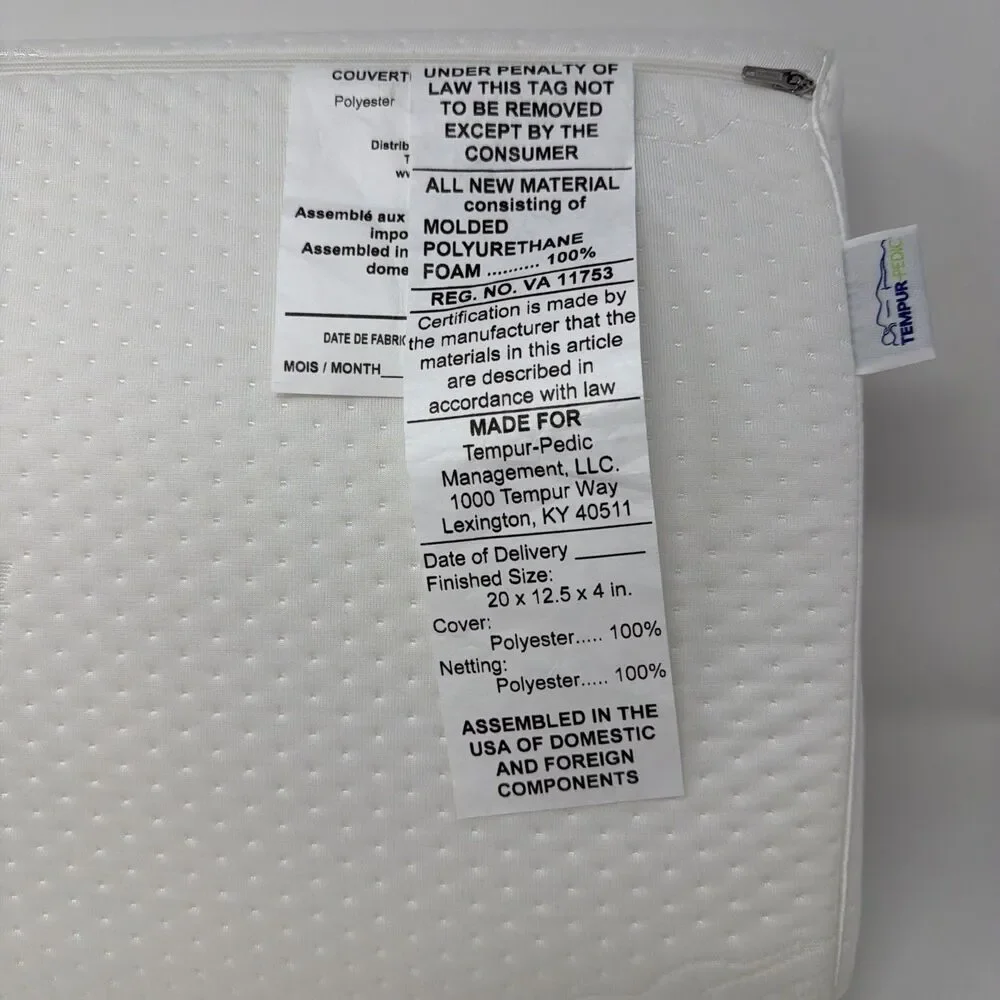 Tempur-Pedic Neck Pillow Medium Profile TEMPUR-Ergo Memory Foam Standard 20x12x4